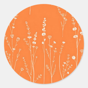 Adesivo Padrão Mínimo de Flor Silvestre Laranja Queimada