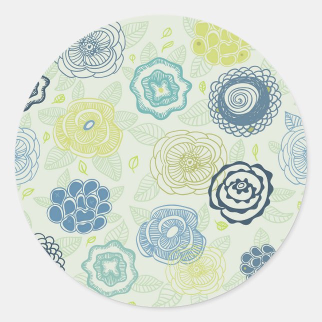 Adesivo padrão na moda floral com flores fofinhas (Frente)