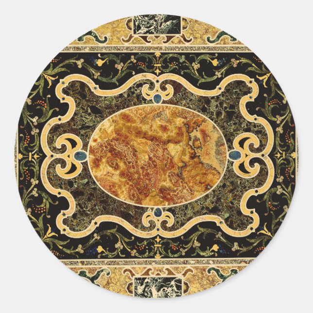 Adesivo Padrão Ornamental Antiquado De Gemstone Italiano (Frente)
