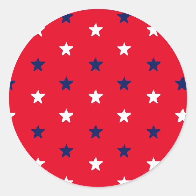 Adesivo Padrão Patriótico de estrelas brancas azuis 4 de j (Frente)