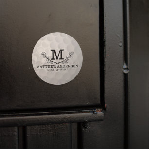 Adesivo Padrão Personalizado da Bola de Golfe Nome Monogr