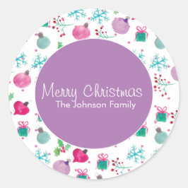 Adesivo Padrão Pintado à Mão de Natal com Aquarela