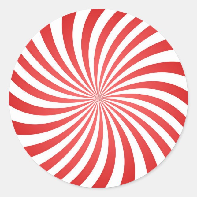 Adesivo Padrão Radial Espiral do Circo Branco Vermelho (Frente)