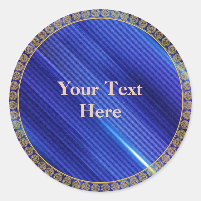 Adesivo Padrão Real Azul com estrutura circular dourada (Frente)