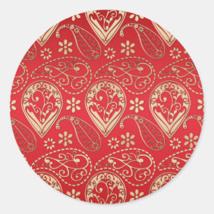 Adesivo Padrão Red Dourado Paisley Bandana
