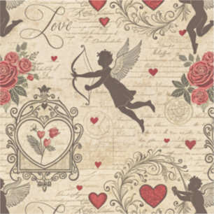 Adesivo Padrão Romântico de Cupido Vintage (6)