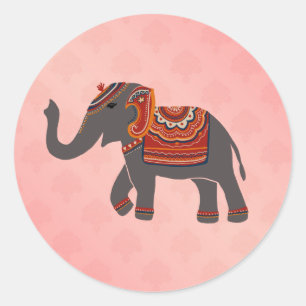 Adesivo Padrão Rosa Damasco Elefante Indiano 