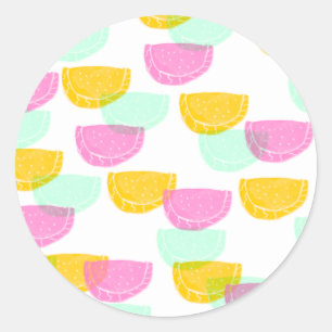 Adesivo Padrão Rosa Verde Amarelo de Melancia Aquarela