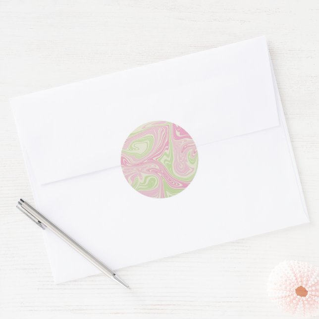 Adesivo Padrão Rosa Verde Suave Líquido (Envelope)
