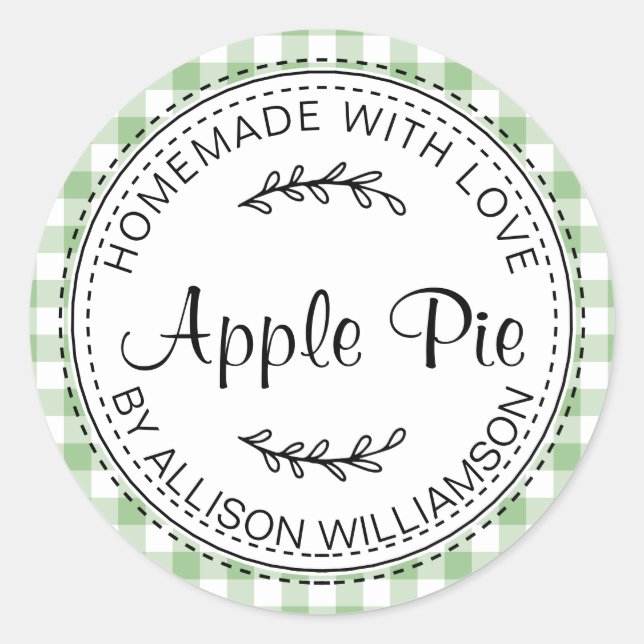 Adesivo Padrão Rustic Homemade Apple Pie Green Check (Frente)