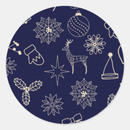 Adesivo Padrão Simples de Natal Azul Moderno Fofo