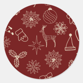 Adesivo Padrão Simples de Natal Vermelho Festivo e Fofo Mo