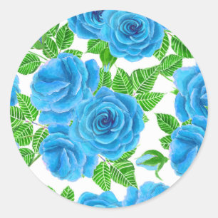 Adesivo Padrão uniforme de aquarela de rosas azuis