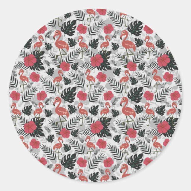 Adesivo Padrão uniforme Flamingo com fundo floral (Frente)