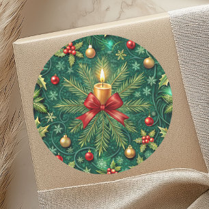 Adesivo Padrão Verde Flor de Poinsettia de Vela Dourada