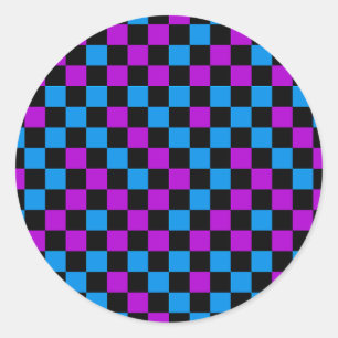 Adesivo Padrão Xadrez Azul Roxo e Preto