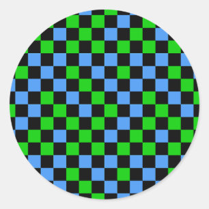 Adesivo Padrão Xadrez Azul Verde e Preto