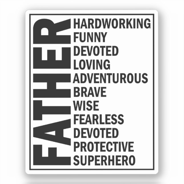 Adesivo Padre Adjetivo Dia de os pais Legal Definição (Frente)