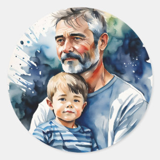 Adesivo Padre e filho aquarela personalizados