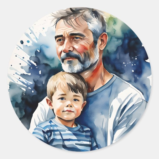 Adesivo Padre e filho aquarela personalizados (Frente)