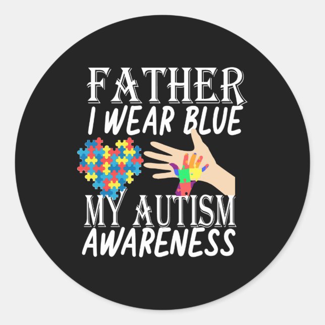 Adesivo Padre eu visto azul para a consciência do autismo (Frente)
