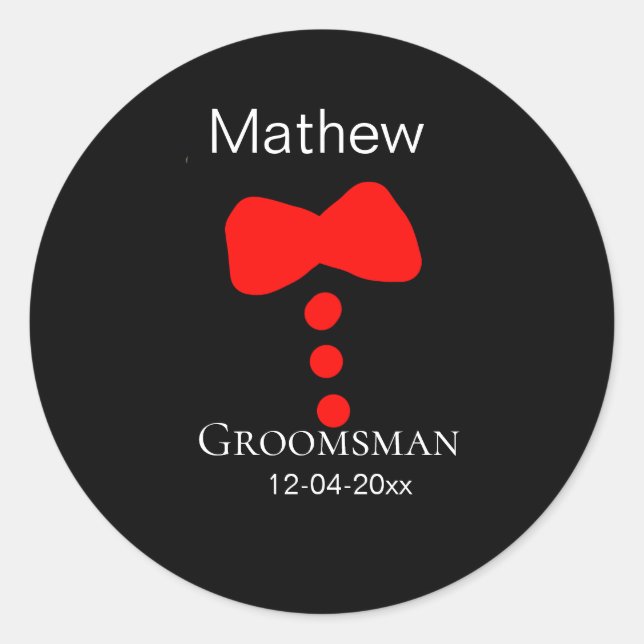 Adesivo padrinho adicionar nome ano gravata borboleta pret (Frente)