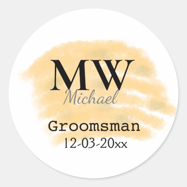 Adesivo Padrinho de casamento verde de faixa laranja adici (Frente)