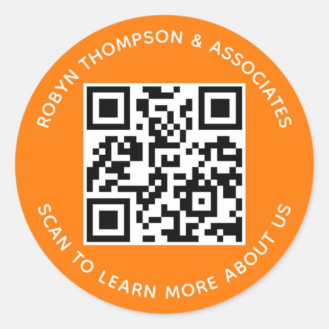 Adesivo Padrões de código QR laranja Palhetas de negócios  (Frente)