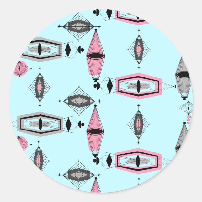 Adesivo Padrões de cor rosa atômica e Cinza (Frente)