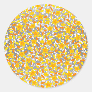 Adesivo Padrões de flores laranja amarelo branco fofos
