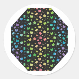 Adesivo Padrões de Leitura e Arco-Íris Cuto e Livro Preto