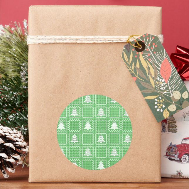Adesivo Padrões de suéter feio da árvore de Natal Cozy (Feriado)