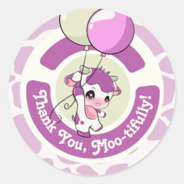 Adesivo Padrões de Vaca Rosa Púrpura Agradeço-lhe o adesiv