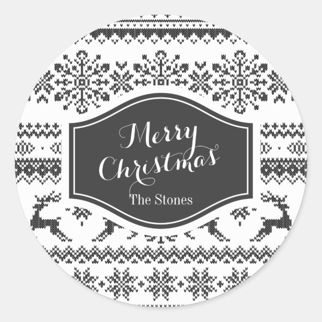 Adesivo Padrões de vela preta do suéter de Natal personali (Frente)