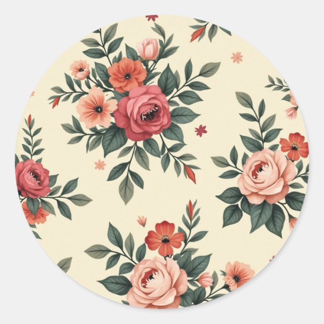 Adesivo Padrões florais vítreos com elegância clássica (Frente)