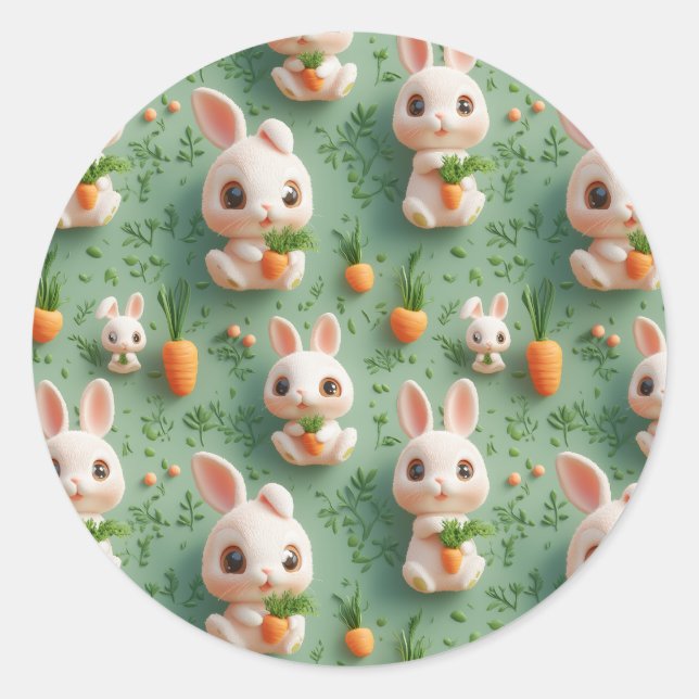 Adesivo Padrões Fluffy Bunnies and Carrots 3D sem costura (Frente)