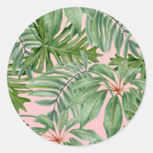 Adesivo Padrões Tropicais Rosa e Folha de Palma