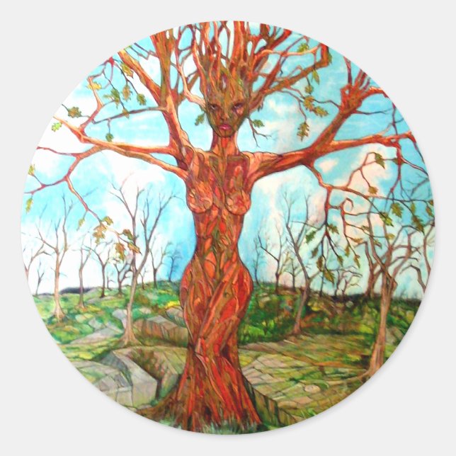 Adesivo Pagan Dryad Tree Goddese Wiccan Nature Art (Frente)