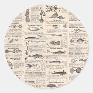 Adesivo Página de Catálogo de Iscas de Pesca Antigas Impre