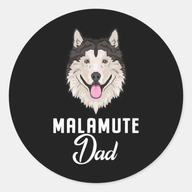 Adesivo Pai 3 de Cães do Alasca Malamute (Frente)