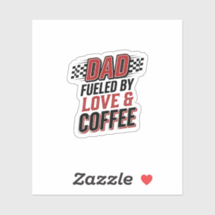 Adesivo Pai Alimentado por Amor e Café Design de Camisa de