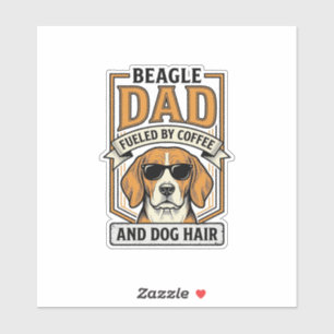Adesivo Pai Beagle Energizado por Café e Camisa de Pelo de