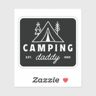 Adesivo Pai campista pai camping floresta vintage preto