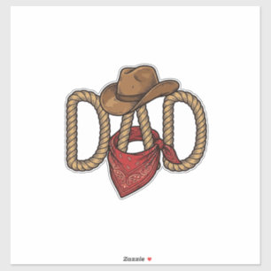 Adesivo Pai Cowboy Corda Chapéu Bandana Desenho Vintage De