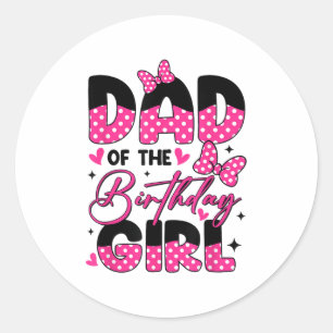Adesivo Pai Da Rapariga De Aniversário Da Família Rosa
