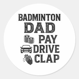 Adesivo Pai de Badminton Paga Conduzir Bate Palmas Pai Eng