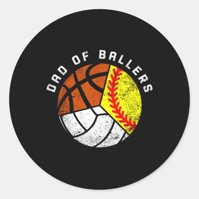 Adesivo Pai De Ballers Diversão De Voleibol De Softball (Frente)