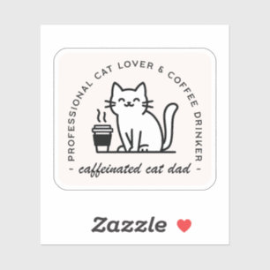 Adesivo Pai de gato e amante de café homens hipster engraç