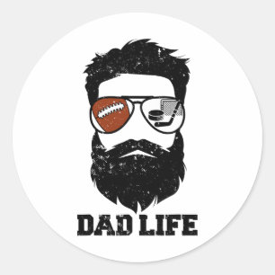 Adesivo Pai de hóquei no gelo cabelos desalinhados barba P