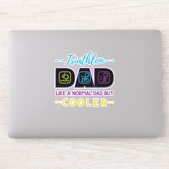 Adesivo Pai de Triathlon, como um pai normal, mas mais fri (Computador)